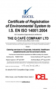 ISO 14001 The Q Cafe Certificate August 2014