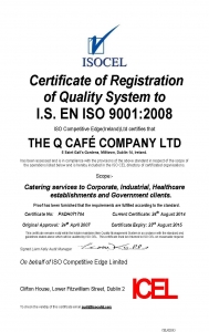 ISO 9001 The Q Cafe Certificate August 2014
